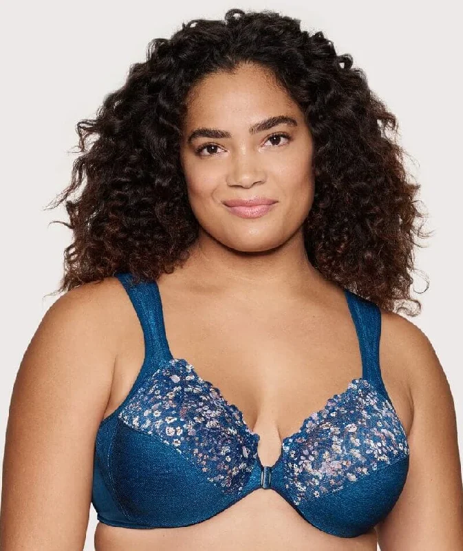 Price Fest Glamorise WonderWire Front-Closure Bra - Dark Denim
