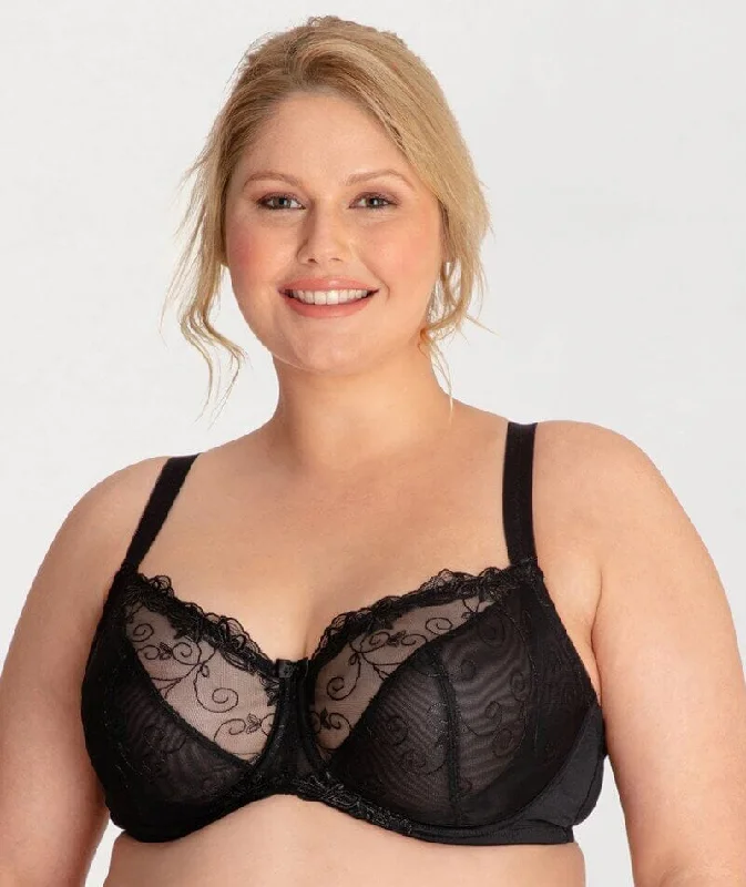 Price Reduction Ava & Audrey Elizabeth Embroidered Full Cup Underwired Bra - Black