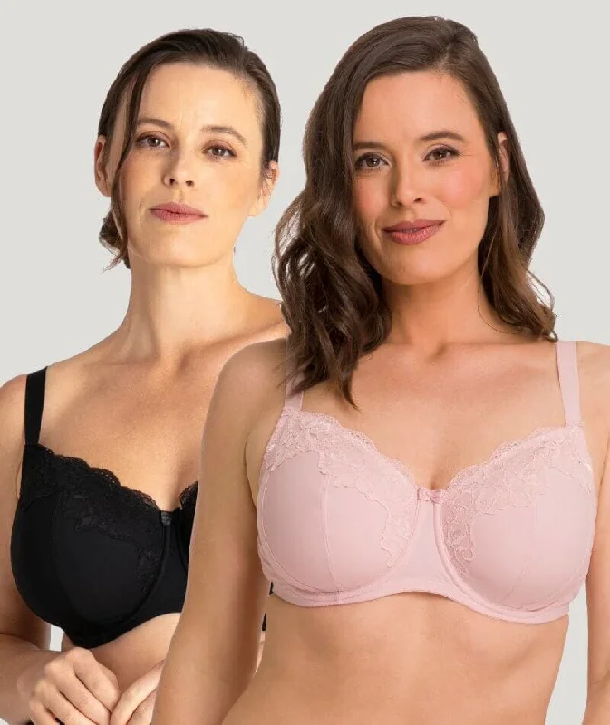 Final Offer Ava & Audrey Jacqueline Full Cup Underwired Bra 2 Pack - Black/Blush