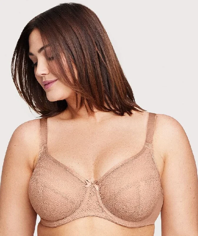 Special Price Glamorise Lace Comfort WonderWire Bra - Cappuccino