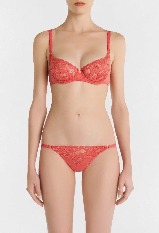 Special Savings Coral Balconette Bra in Leavers Lace and Stretch Tulle