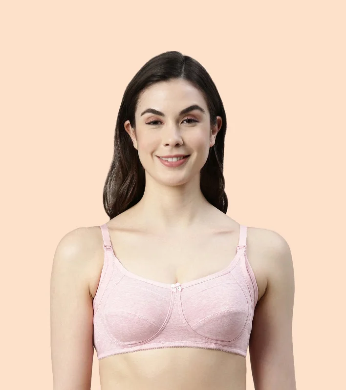 Clearance Event Enamor Eco-Melange MT02 Sectioned Lift and Support Cotton Nursing Bra for Women- High Coverage, Non Padded and Wirefree - Orchid Melange Clearance Event Enamor Eco-Melange MT02 Sectioned Lift and Support Cotton Nursing Bra for Women- High Coverage, Non Padded and Wirefree - Orchid Melange