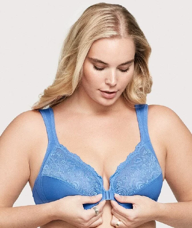 Great Bargain Glamorise WonderWire Front-Closure Bra - Blue