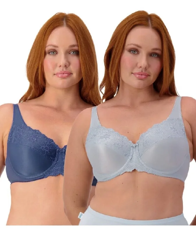 Lowest Price Triumph Embroidered Minimiser Bra 2 Pack - Indigo/Pearl