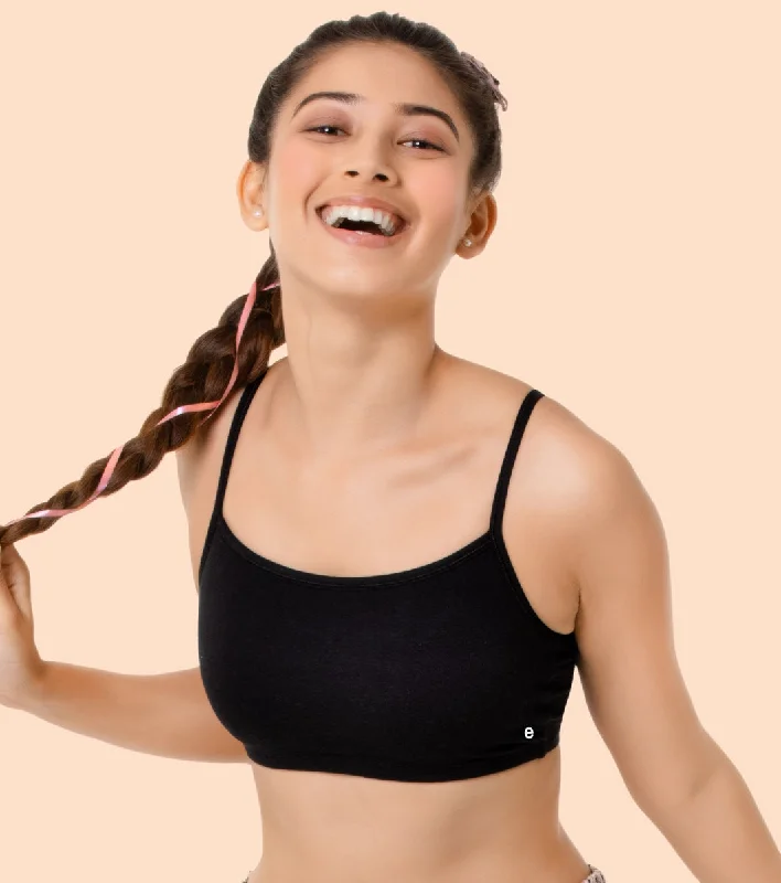 Exclusive Access Enamor BB02 Easy Fit Stretch Cotton Beginners Bra with Antimicrobial Finish and Slim Straps - Black Exclusive Access Enamor BB02 Easy Fit Stretch Cotton Beginners Bra with Antimicrobial Finish and Slim Straps - Black
