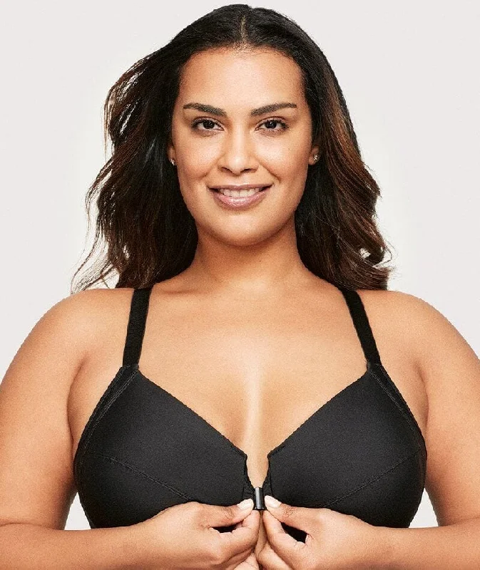 Savings Event Glamorise Front-Closure Smoothing WonderWire Bra - Black