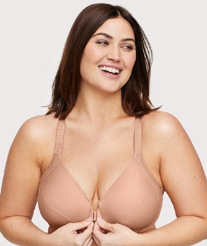 Flash Deal Glamorise Front-Closure Smoothing WonderWire Bra - Cappuccino