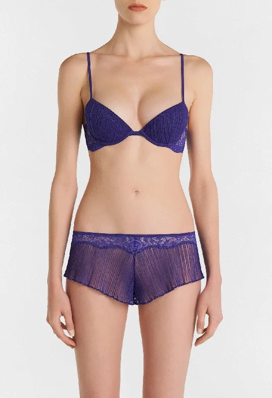 Act Now Violet Push up Bra in Pleated Tulle and Leavers Lace