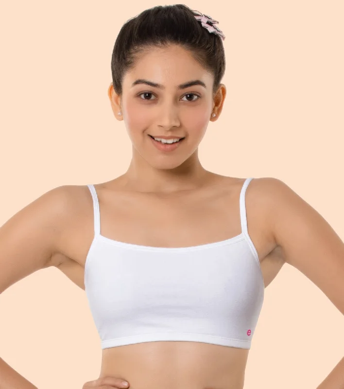 Limited Quantity Enamor BB02 Easy Fit Stretch Cotton Beginners Bra with Antimicrobial Finish and Slim Straps - White Limited Quantity Enamor BB02 Easy Fit Stretch Cotton Beginners Bra with Antimicrobial Finish and Slim Straps - White