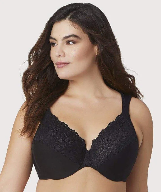 Savings Galore Glamorise Low Cut WonderWire Lace Bra - Black