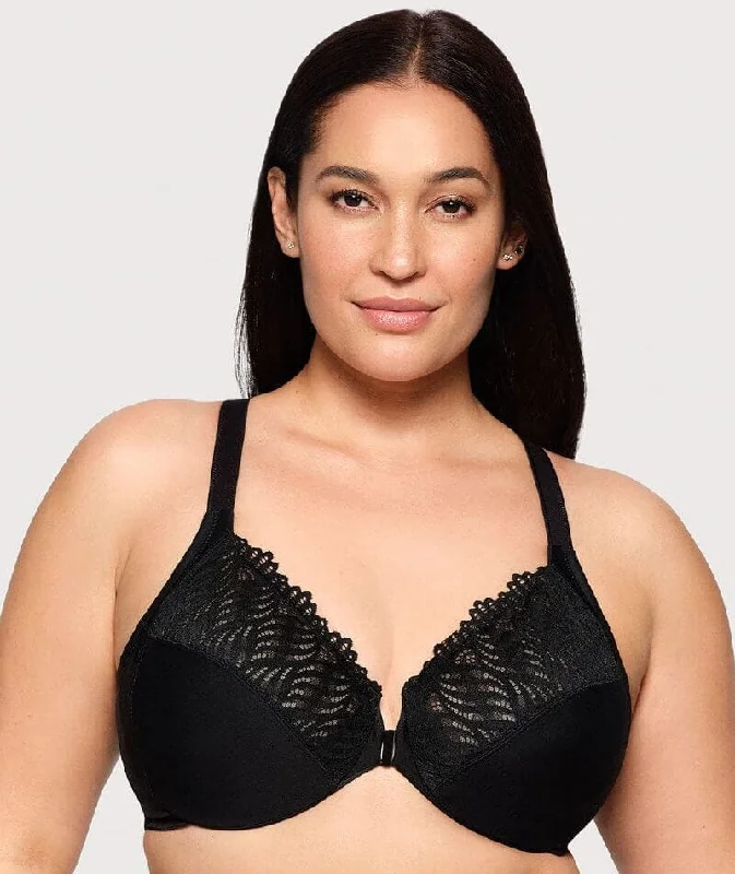 Super Savings Glamorise Front-Closure T-Back WonderWire Bra - Black