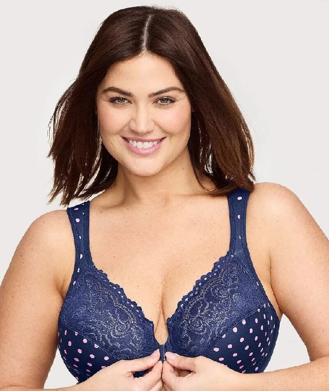 Special Offer Glamorise WonderWire Front-Closure Bra - Navy Print