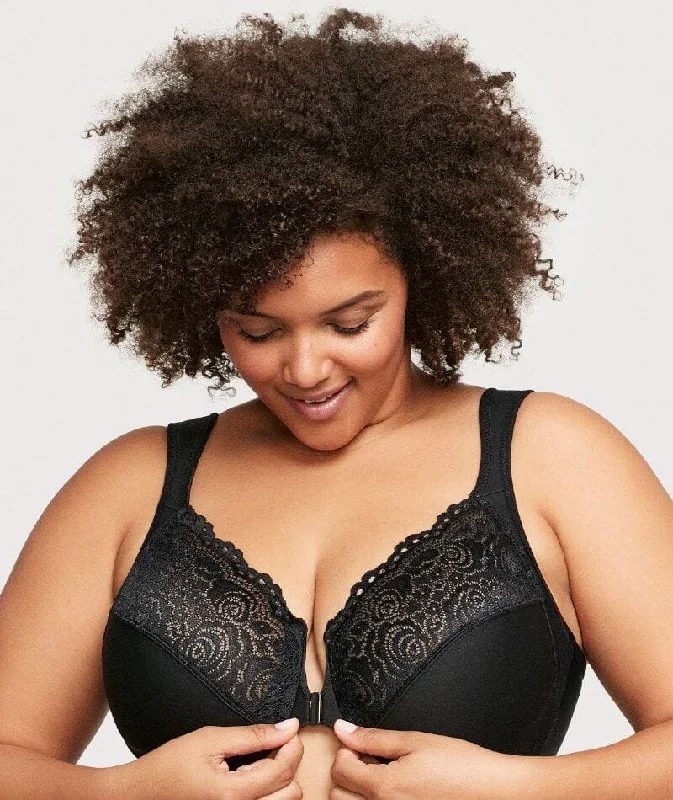 Last Chance Glamorise WonderWire Front-Closure Bra - Black