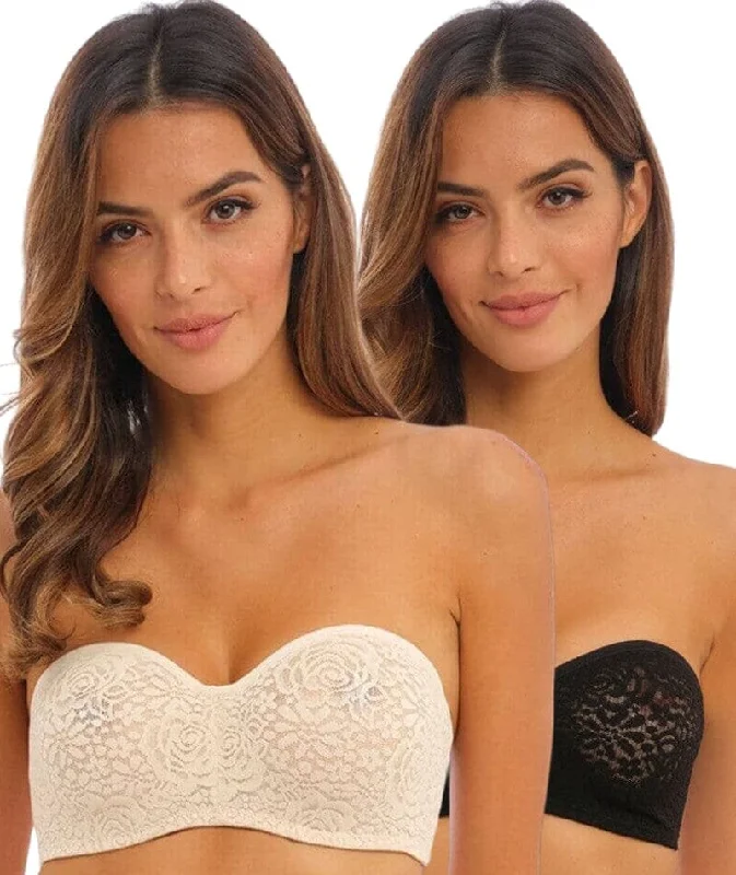 Daily Deals Wacoal Halo Lace Strapless Bra 2 Pack - Nude/Black