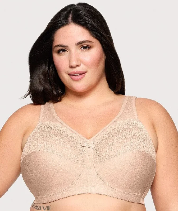 Discount Mania Glamorise Magiclift Moisture Control Wire-Free Bra - Cafe
