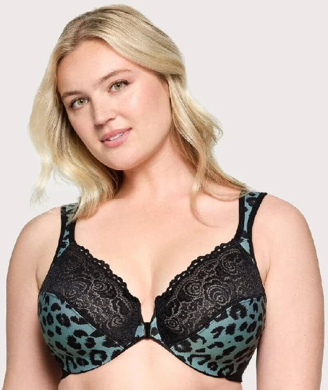 Weekend Deal Glamorise WonderWire Front-Closure Bra - Centennial Leopard