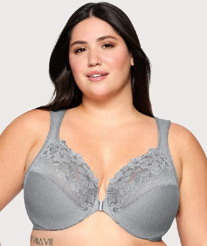 Lowest Rates Glamorise WonderWire Front-Closure Cotton Bra - Silver