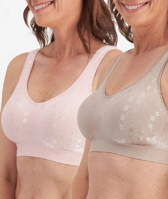 Huge Savings Playtex Comfort Revolution Contour Dot Wire-free 2 Pack Bra - Evening Blush/Gentle Peach