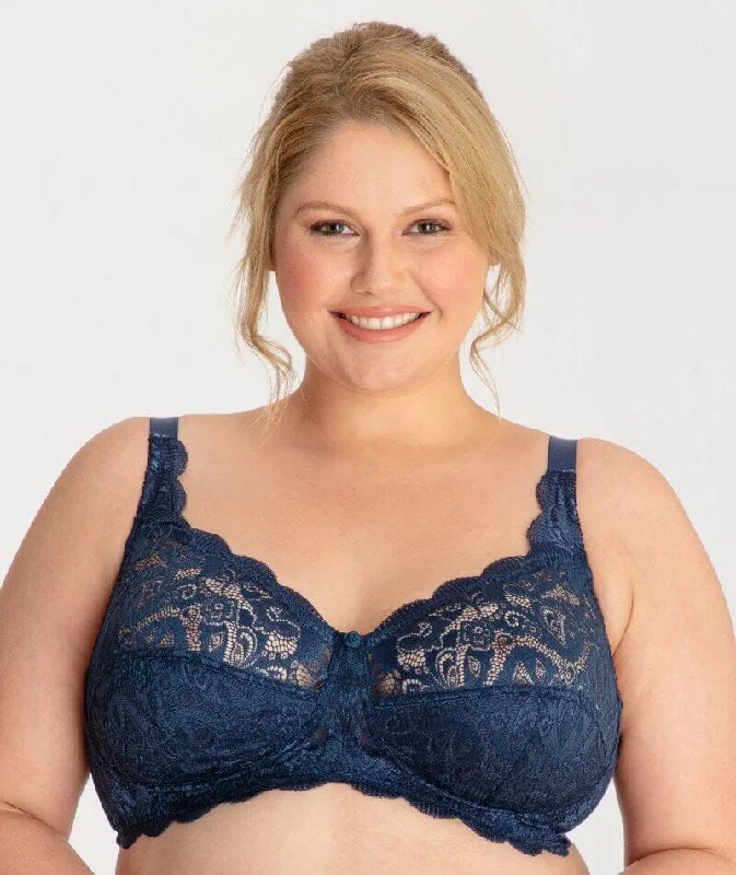 Take Advantage Ava & Audrey Lucille Lace Wire-Free Bra - Navy