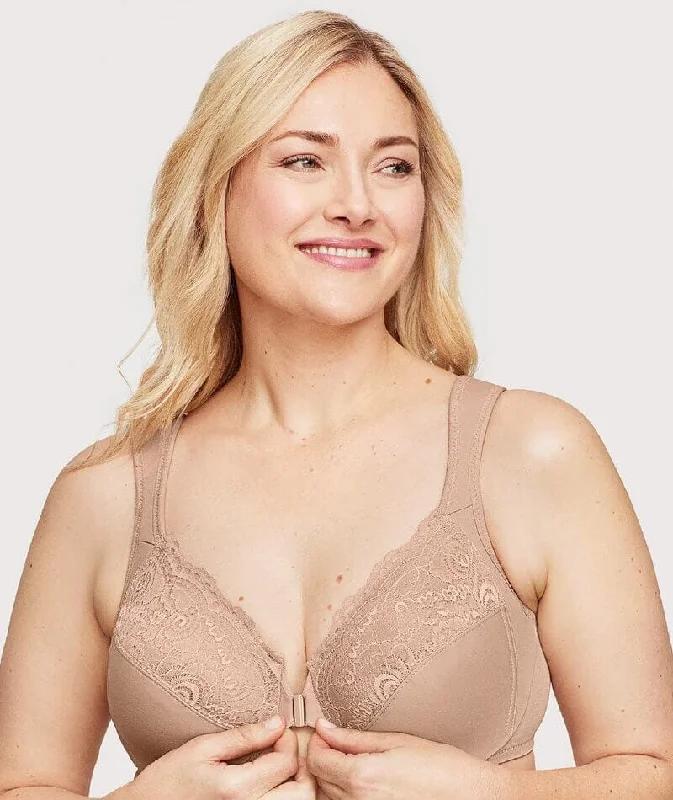 While Supplies Last Glamorise WonderWire Front-Closure Bra - Cafe