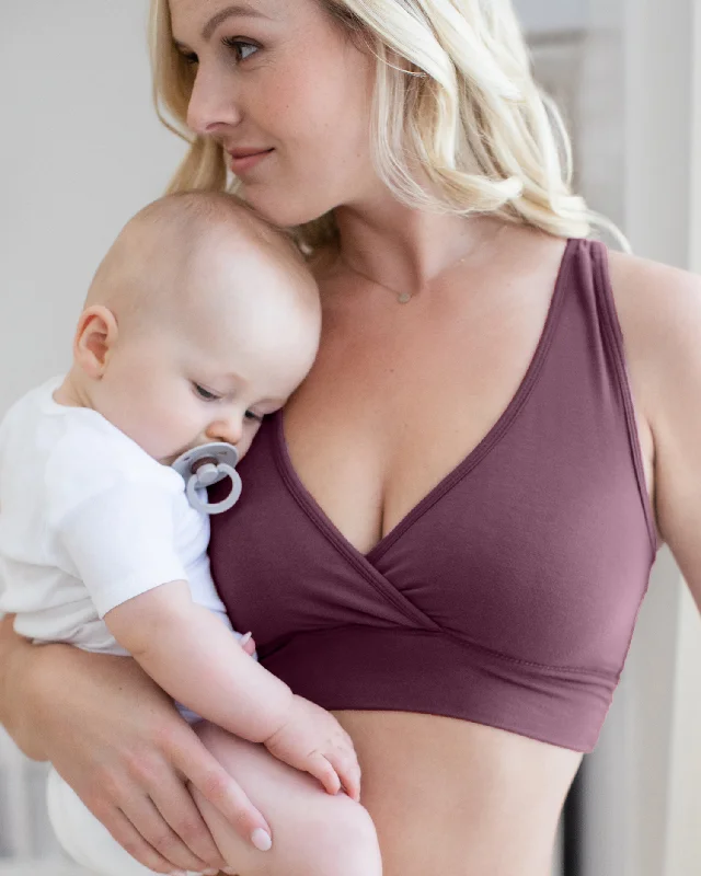 Steal Deal French Terry Racerback Nursing & Sleep Bra | Burgundy Plum
