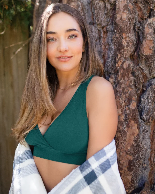 One-Day Only French Terry Racerback Nursing & Sleep Bra | Evergreen