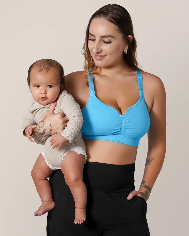 Reduced Rates Tatum Seamless Maternity & Nursing Bralette | Lagoon Blue
