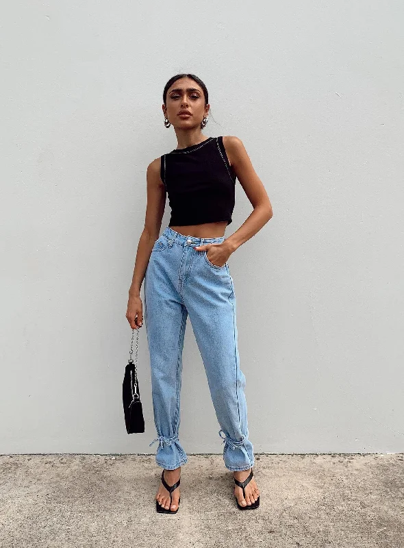 Weekend Offers That Dazzle Connection Ankle Tie Denim Jeans