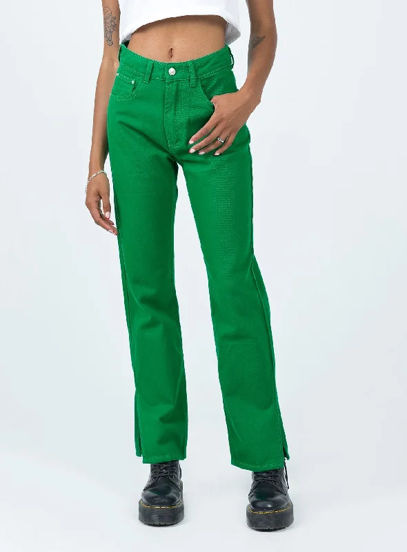 Major Savings Barnie Split Hem Jeans Green