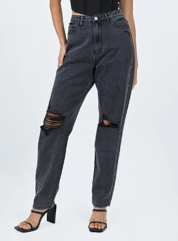 Weekend Discounts to Savor Emmette High Waisted Mom Jean Washed Black