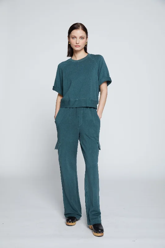 Stock Clearance Softest Fleece Pleated Hem Jogger- Verde