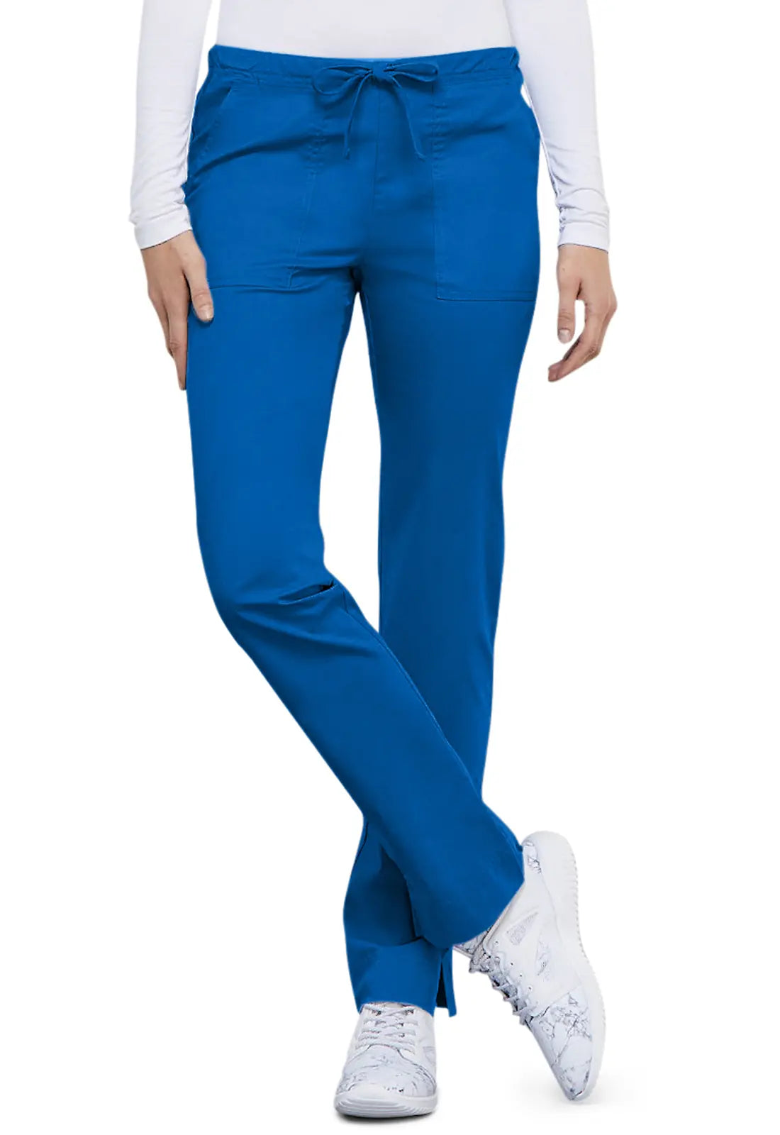 Lowest Rates Cherokee Women's Mid Rise Slim Straight Drawstring Pant - Royal Blue