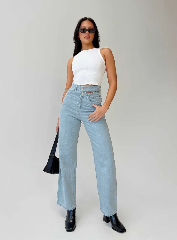 Markdowns Bansley Double Waistband Jeans Light Denim