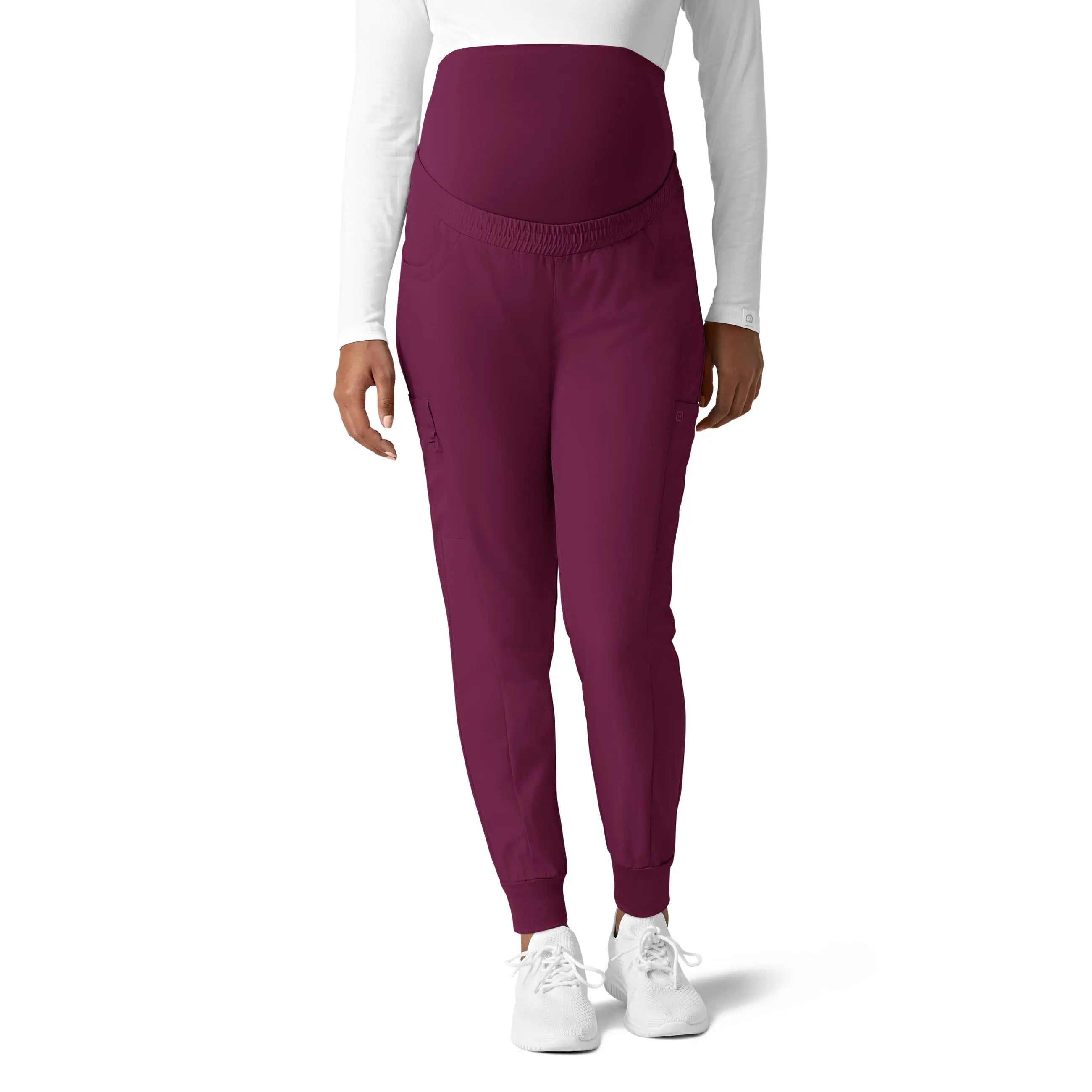 Weekend Discounts You Deserve Wink Maternity Jogger Scrub Pant - Wine