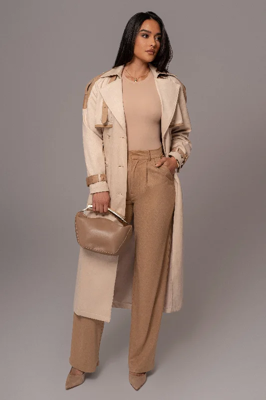Weekend Discounts to Enjoy Beige Classic High Rise Trousers