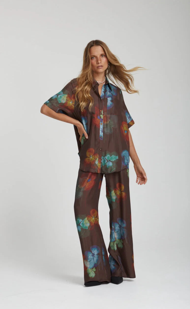 Weekend Savings Bonanza ELASTIC WAIST PANTS - PANSY DRIP