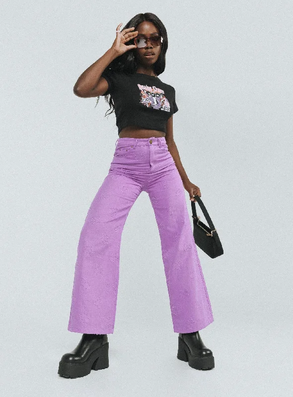 Weekend Specials to Cherish Demitra Wide Leg Jeans Purple