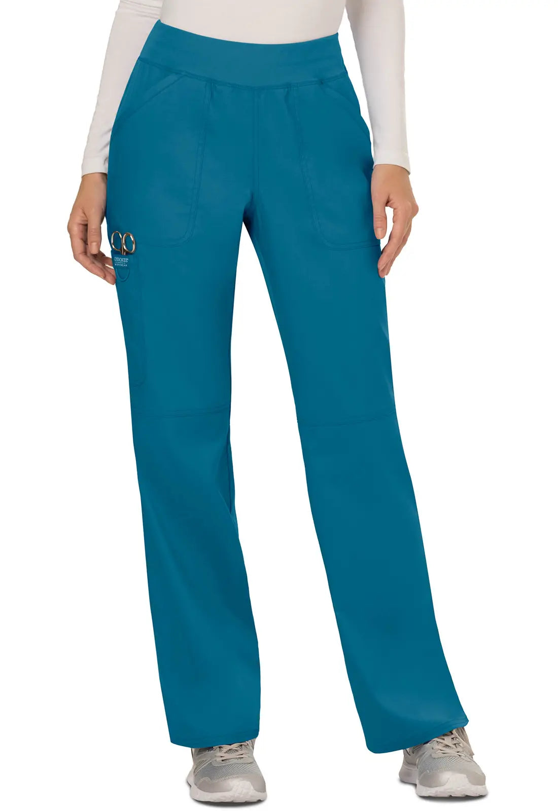 Early Access Cherokee Women's Mid Rise Straight Leg Pull-on Pant - Caribbean Blue