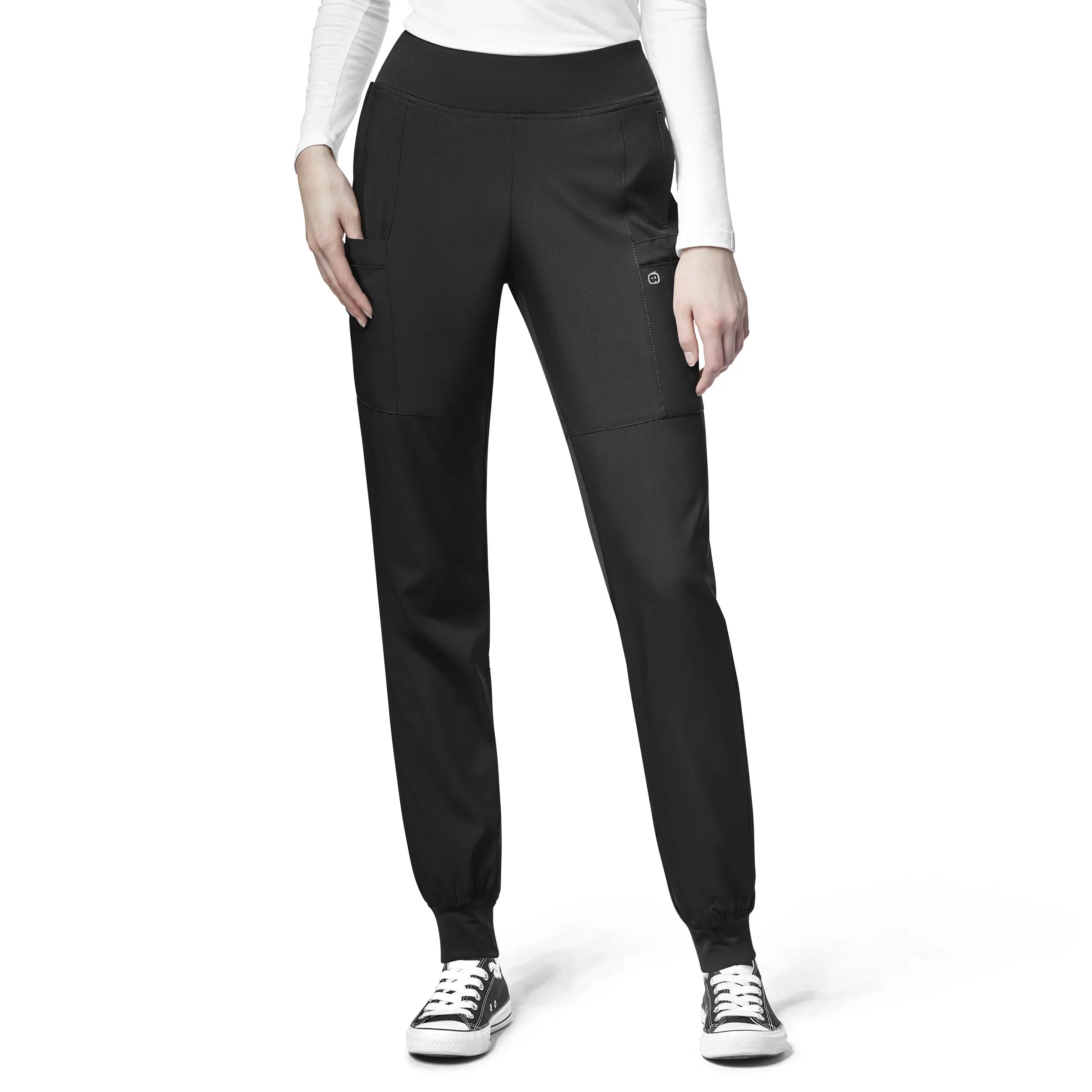 Final Markdown Wink Women's Comfort Waist Cargo Jogger Scrub Pant - Black