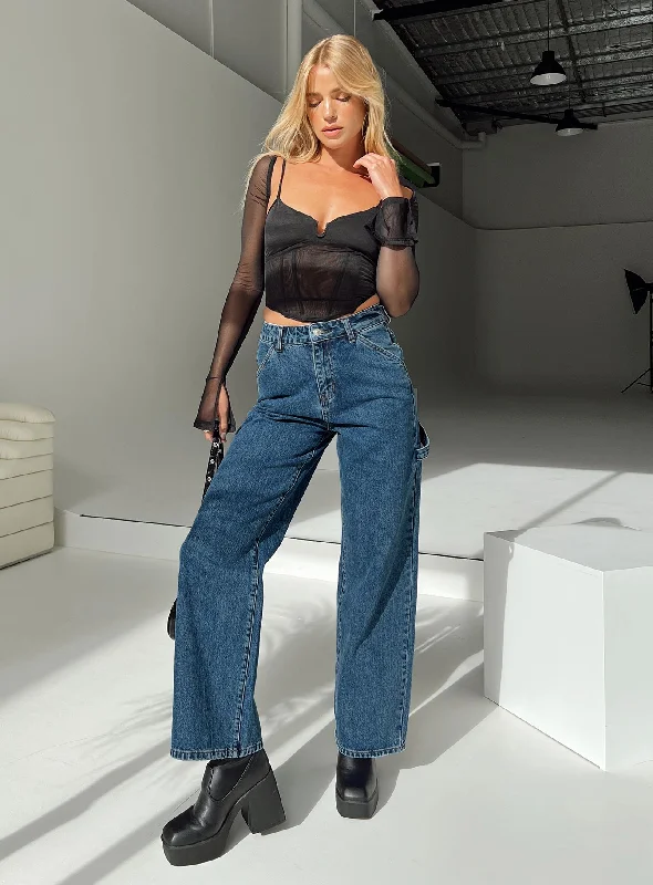 Weekend Specials to Snag Dina Straight Leg Jeans Dark Wash Denim