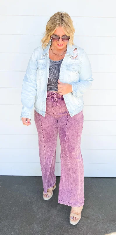 Early Access Mineral Wash Bootcut Drawstring Pants - Final Sale