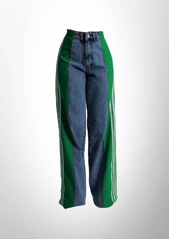 Limited Time Offer Side Seam Striped Wide Leg Jeans