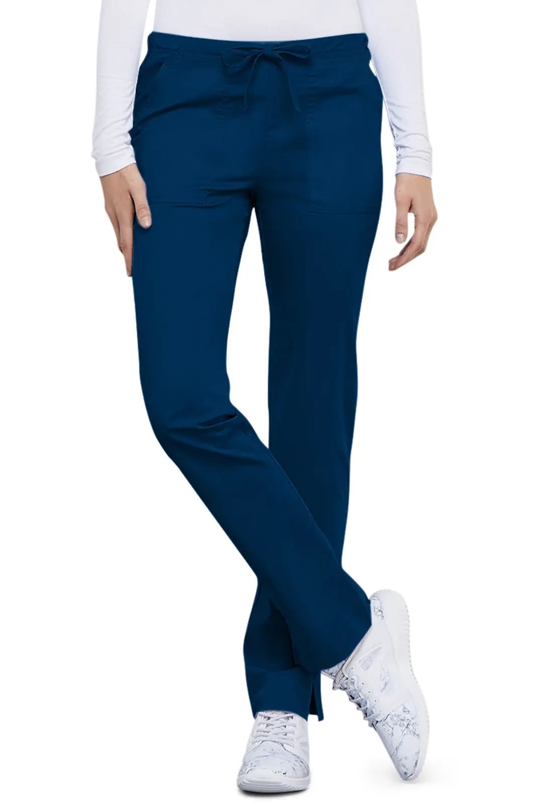 Exclusive Deal Cherokee Women's Mid Rise Slim Straight Drawstring Pant - Navy