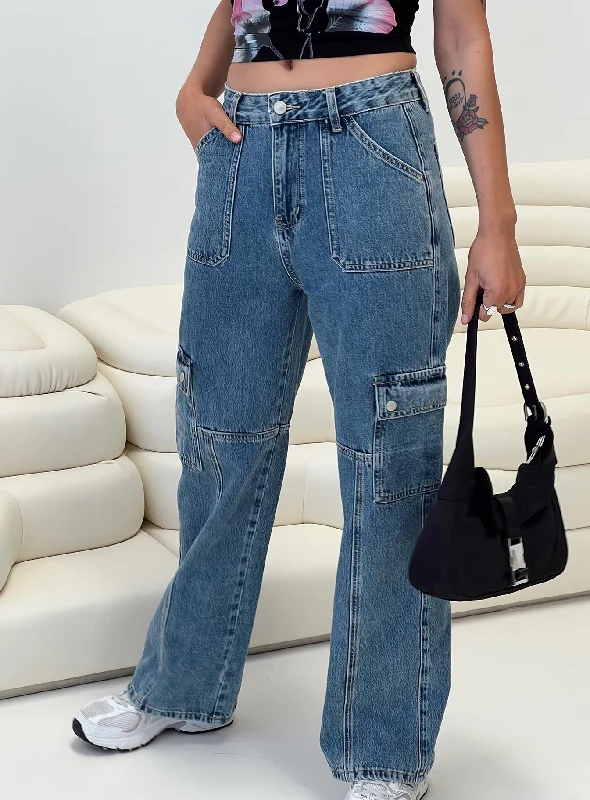 Best Seller Vincent Cargo Jeans Dark Wash Denim