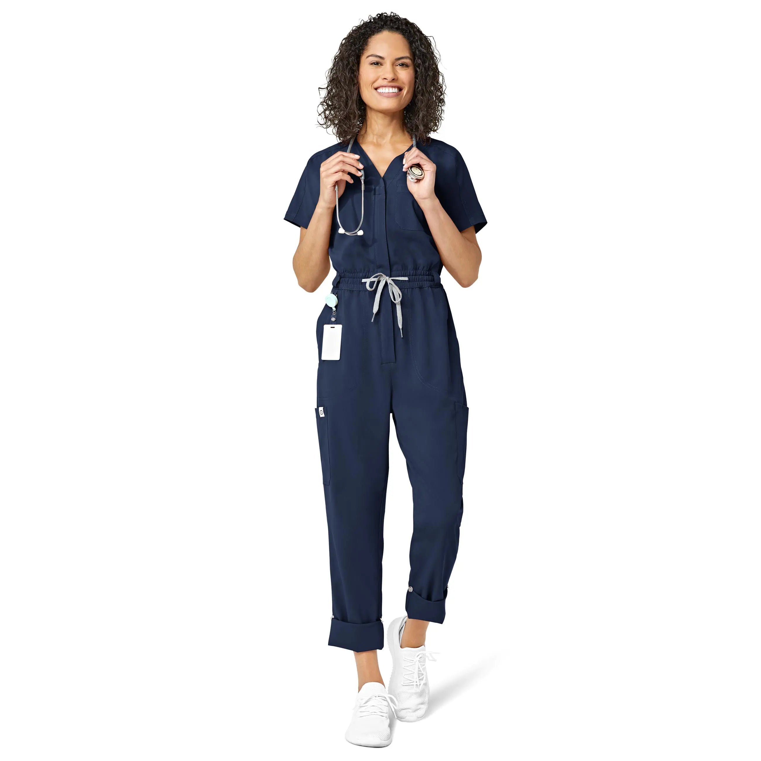 Loyalty Reward Wink Women's Zip Front Jumpsuit - Navy