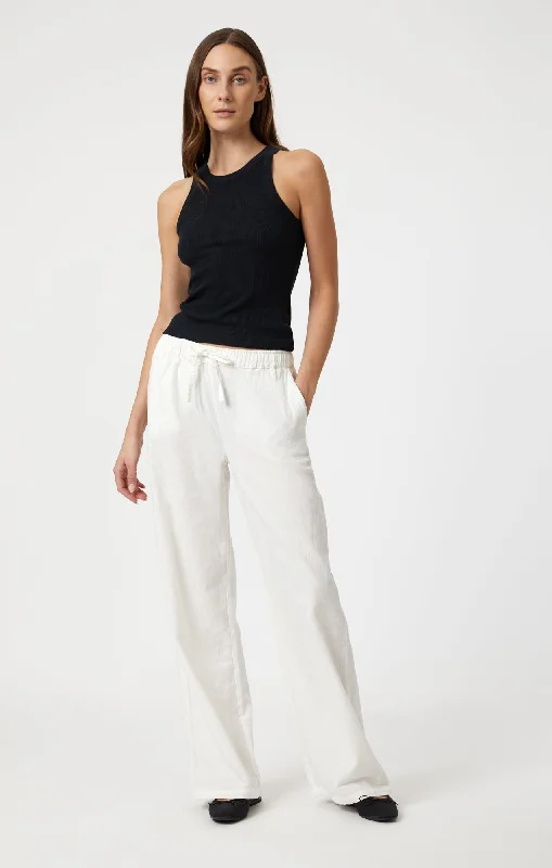 Special Discount WOVEN LINEN PANTS IN WHITE