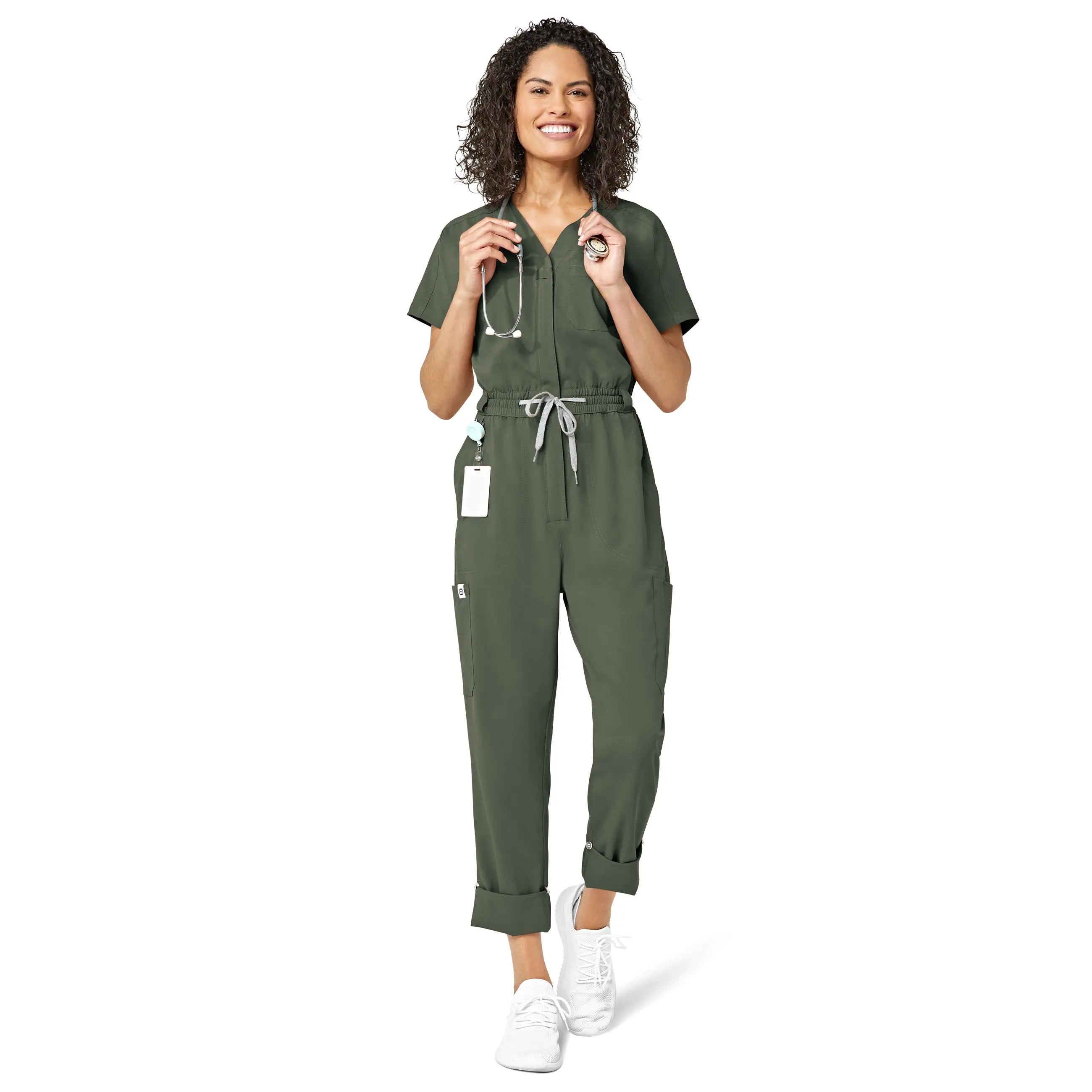 Members Only Wink Women's Zip Front Jumpsuit - Olive