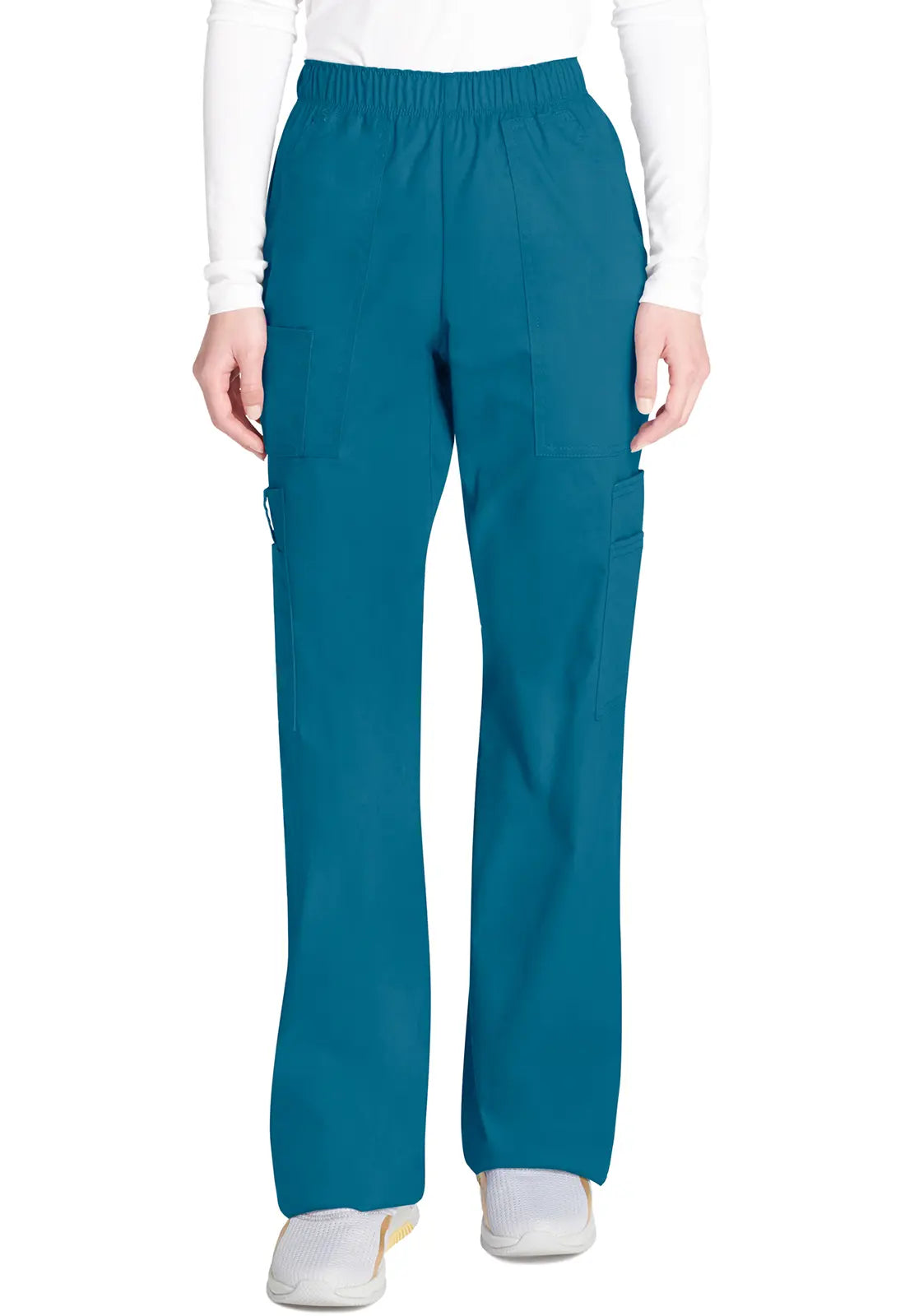 Weekend Deal Cherokee Women's Mid Rise Pull-On Cargo Pant - Caribbean Blue