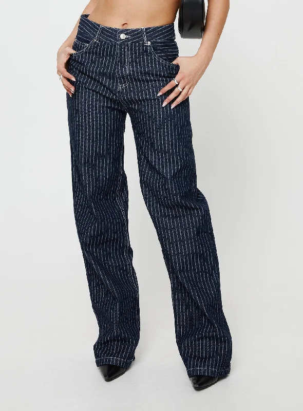 New Deal Rathlyn Pinstripe Jeans Dark Denim