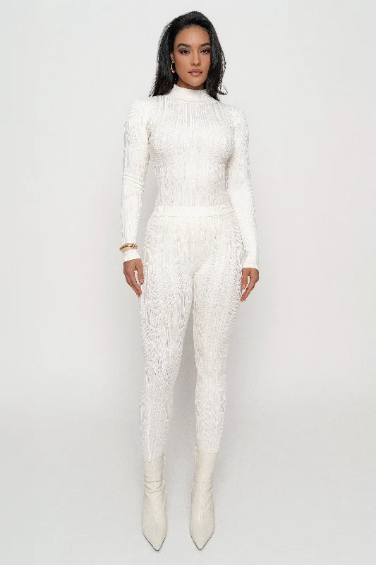 Early Bird Discount Ivory Ribbed High Waist Leggings